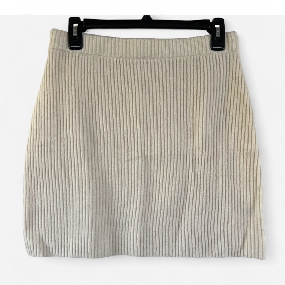 NWT Rachel Parcell Ivory Ribbed Sweater Skirt Sz M
